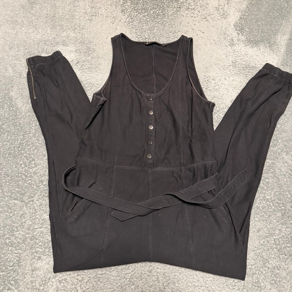Athleta Putty Farallon Travel Athleisure Jumpsuit Womens 8 Black Romper 446862